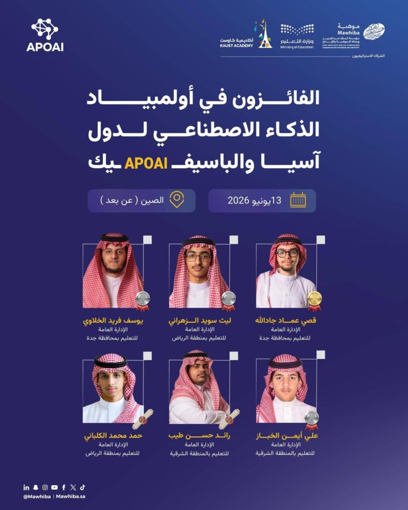 المنتخب السعودي للذكاء الاصطناعي يحقق 6 جوائز في أولمبياد آسيا والباسيفيك