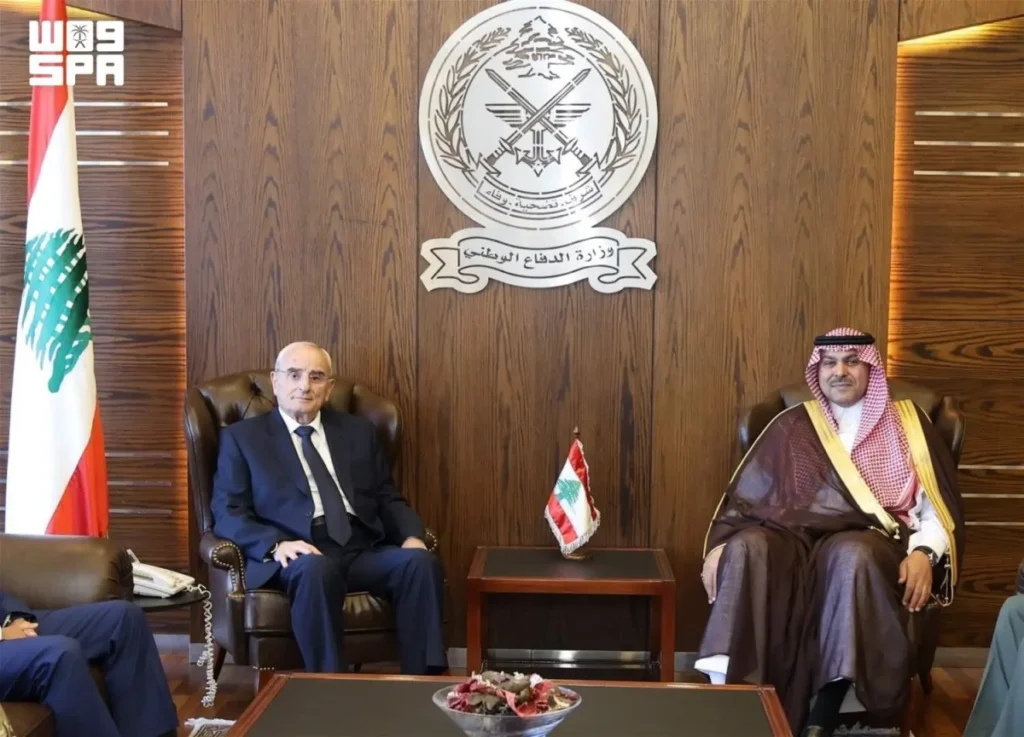 Lebanese defense minister discusses current developments with Saudi ambassador