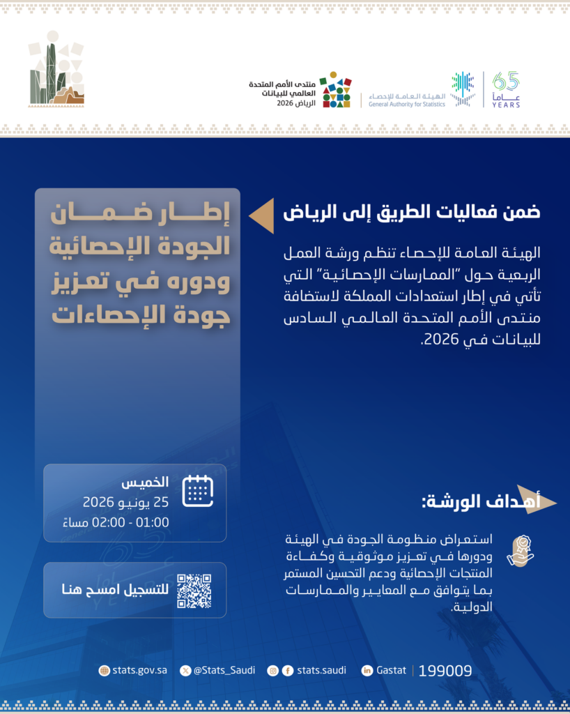 “الإحصاء” تنظم ورشة عمل حول إطار ضمان الجودة الإحصائية