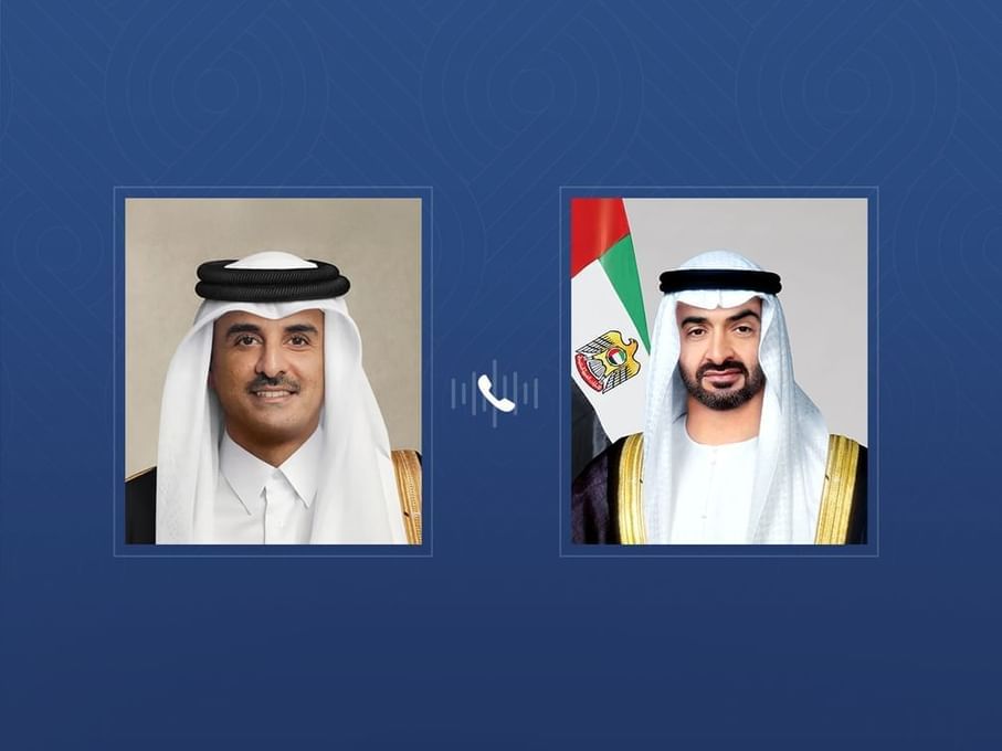 خلال اتصال هاتفي..رئيس الدولة يعزي أمير قطر في ضحايا حادث منطقة "رأس لفان" الصناعية