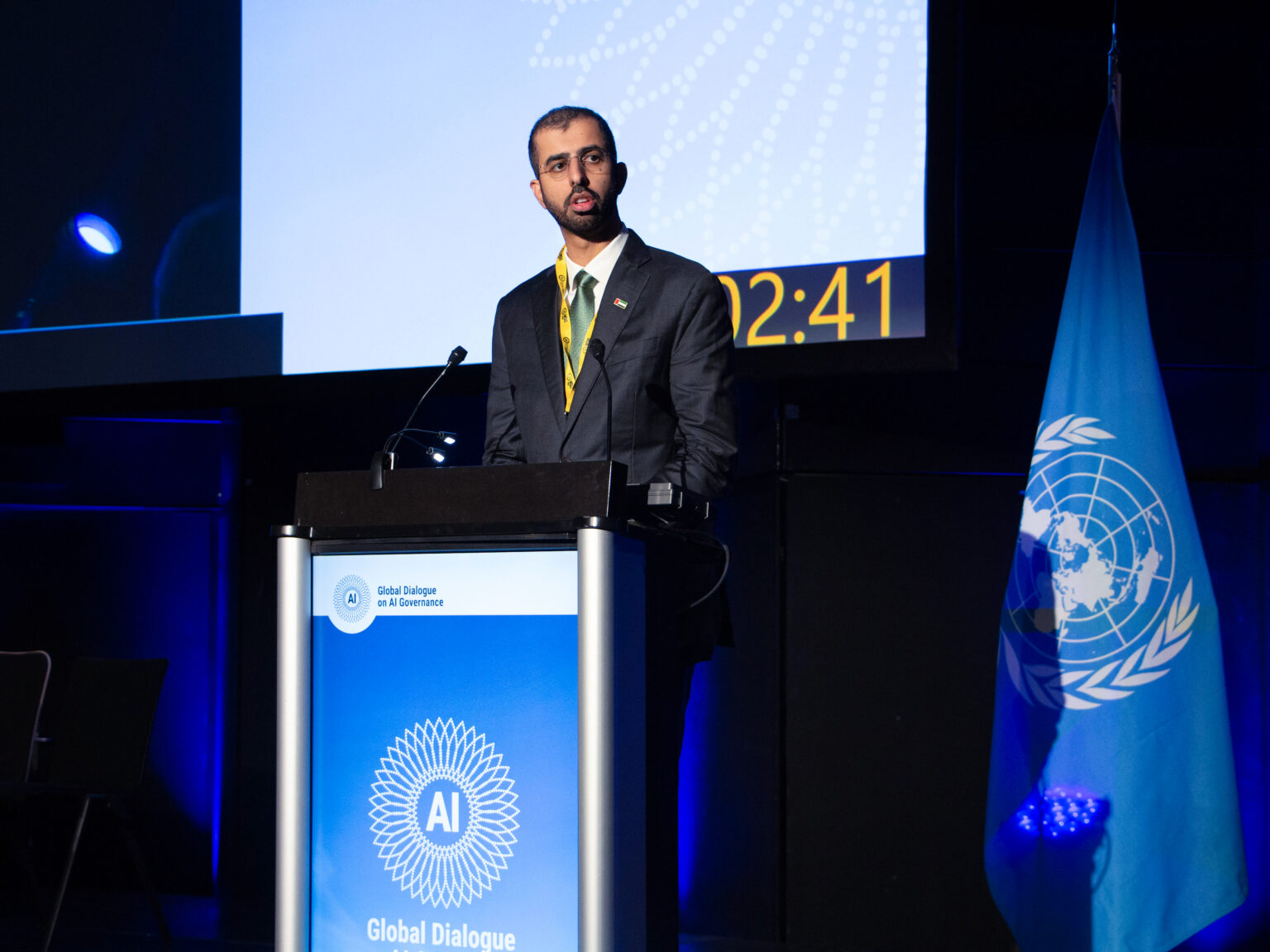 On behalf of UAE President, Omar Sultan Al Olama participates in UN Global Dialogue on AI Governance