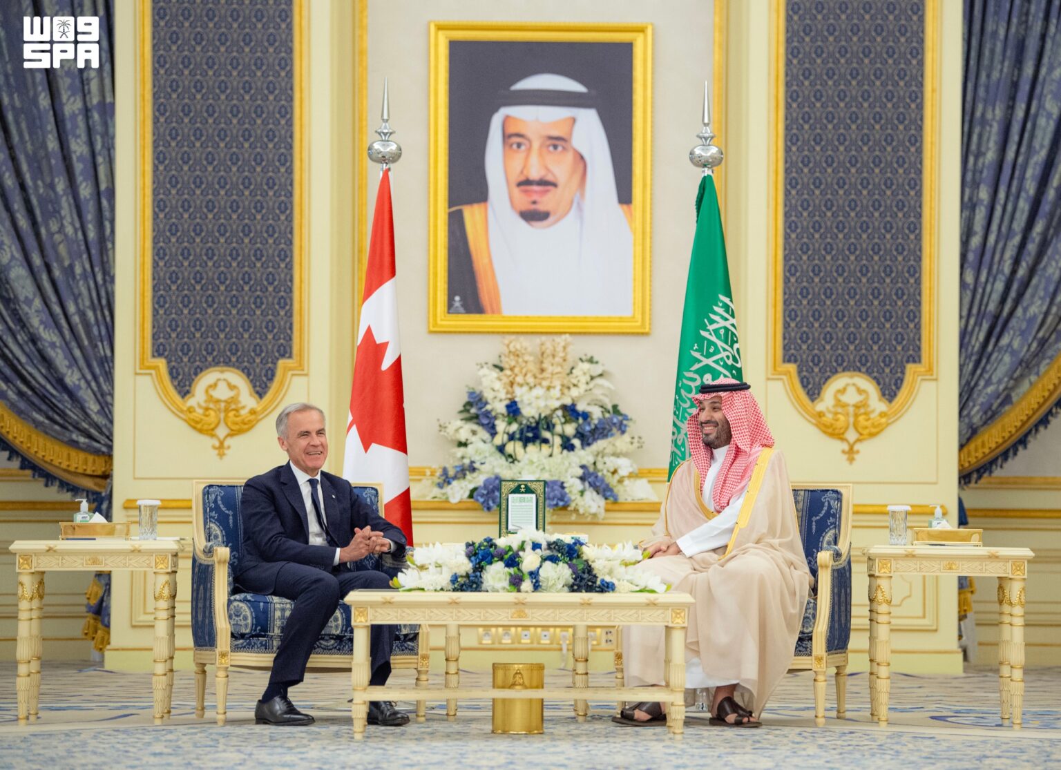 ولي العهد يستقبل رئيس وزراء كندا ويعقدان جلسة مباحثات رسمية