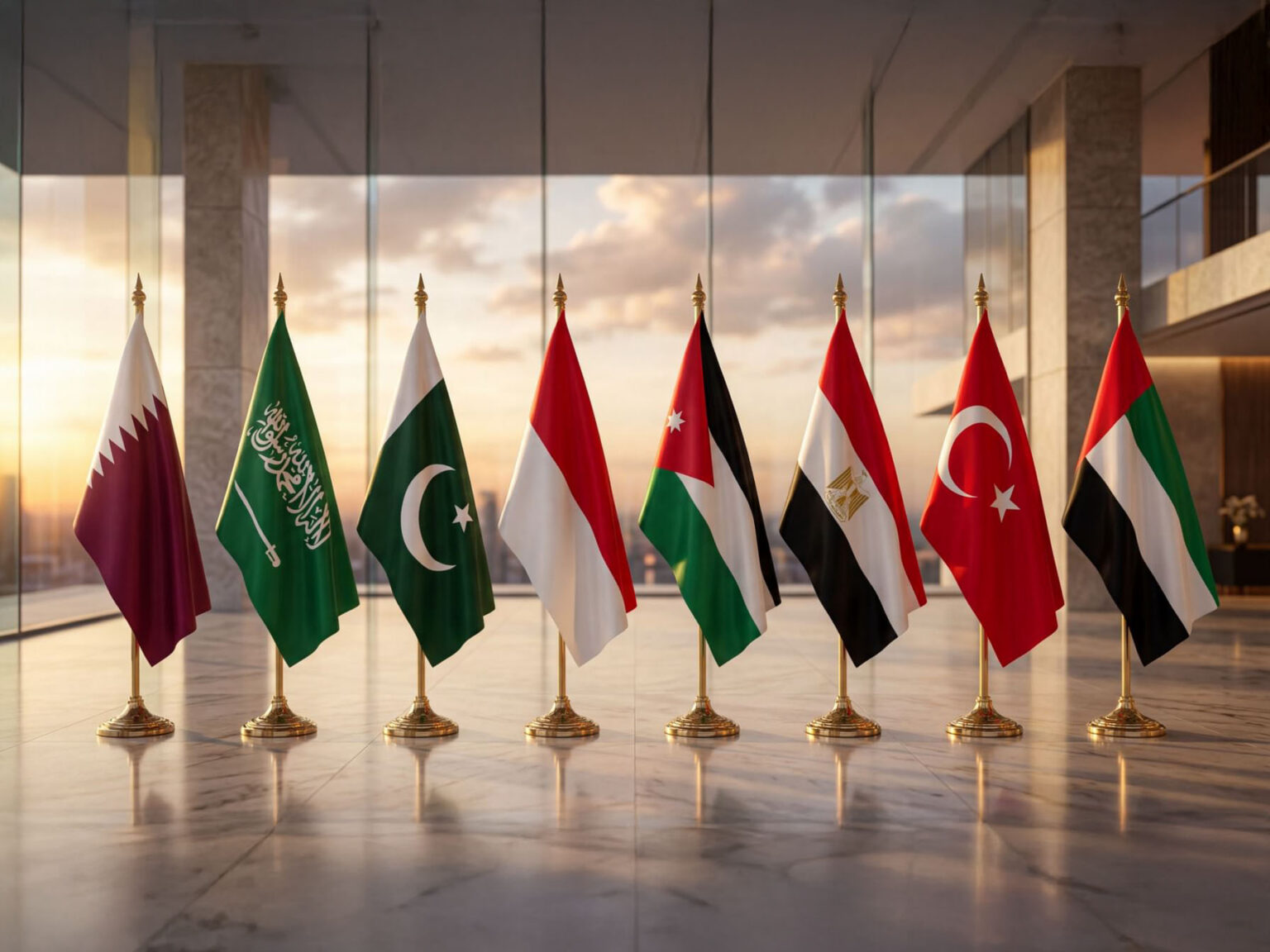 بيان مشترك لوزراء خارجية الإمارات وتركيا ومصر والأردن وإندونيسيا وباكستان والسعودية وقطر
