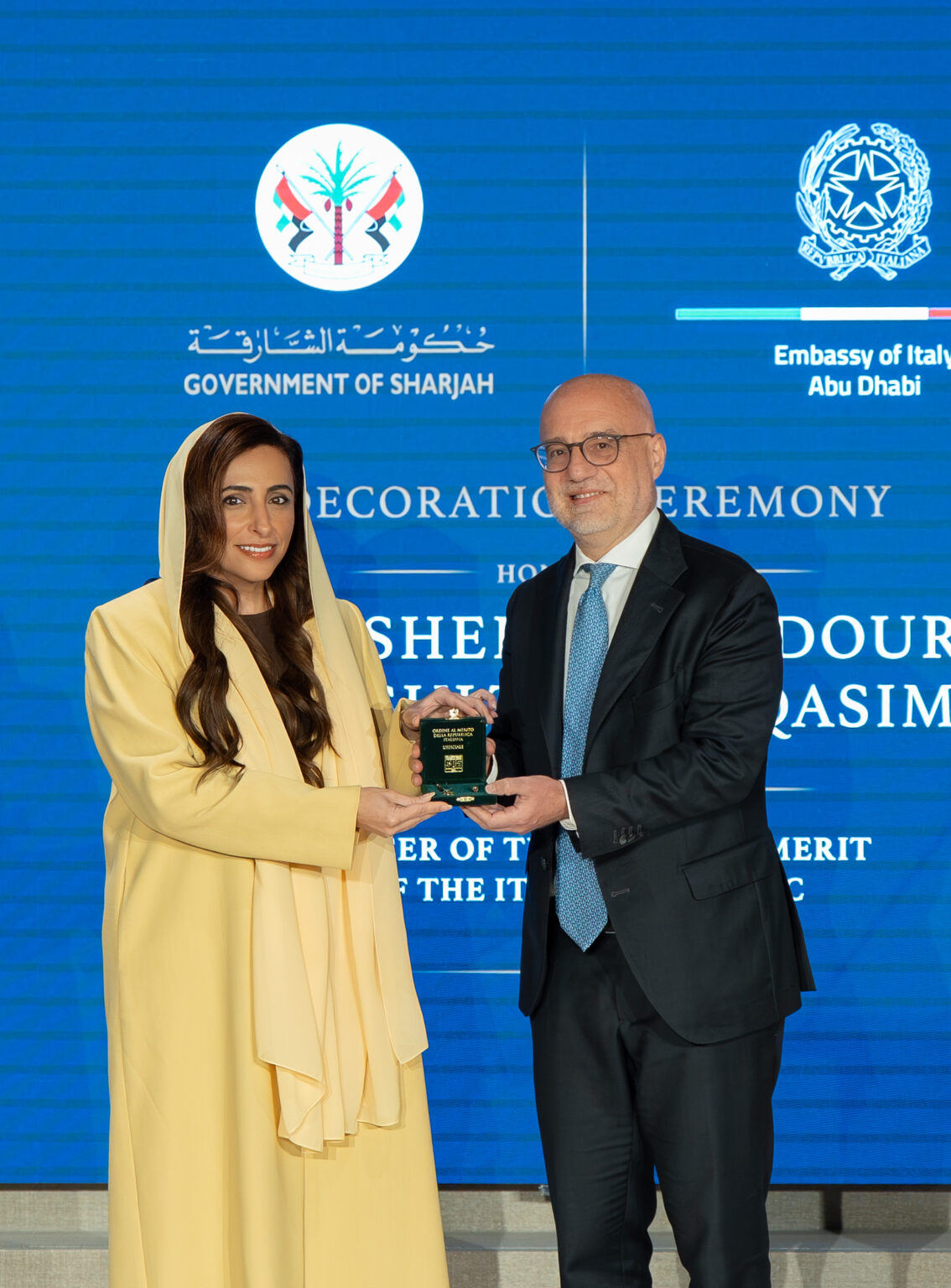 Italian President confers Officer Merit Rank on Bodour Al Qasimi