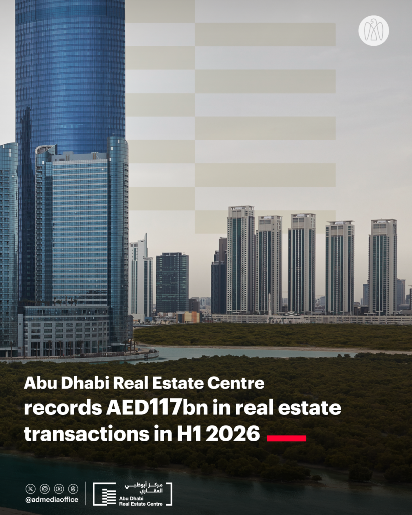 Abu Dhabi Real Estate Centre records AED117 billion in real estate transactions during H1 2026