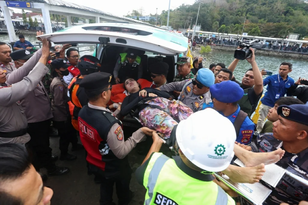 Passengers and crew rescued after ferry catches fire in Indonesia