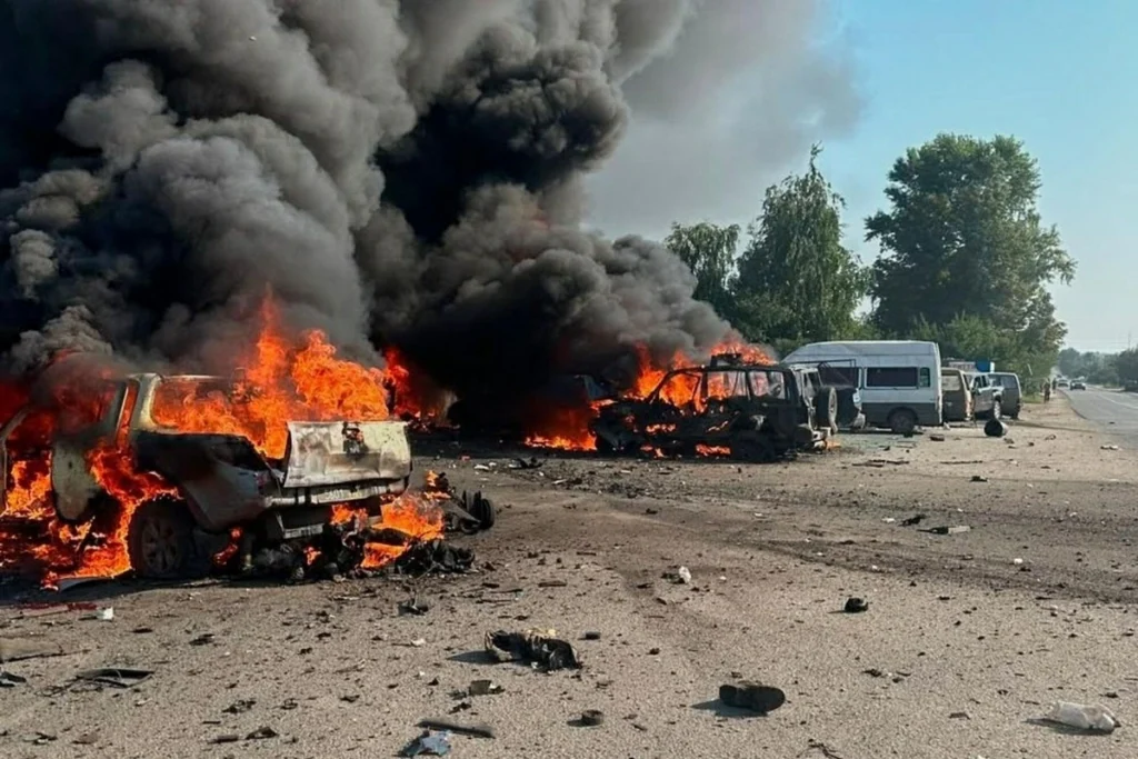Ukraine aims a drone blitz at Moscow as Russian missiles kill 10 in Ukrainian village