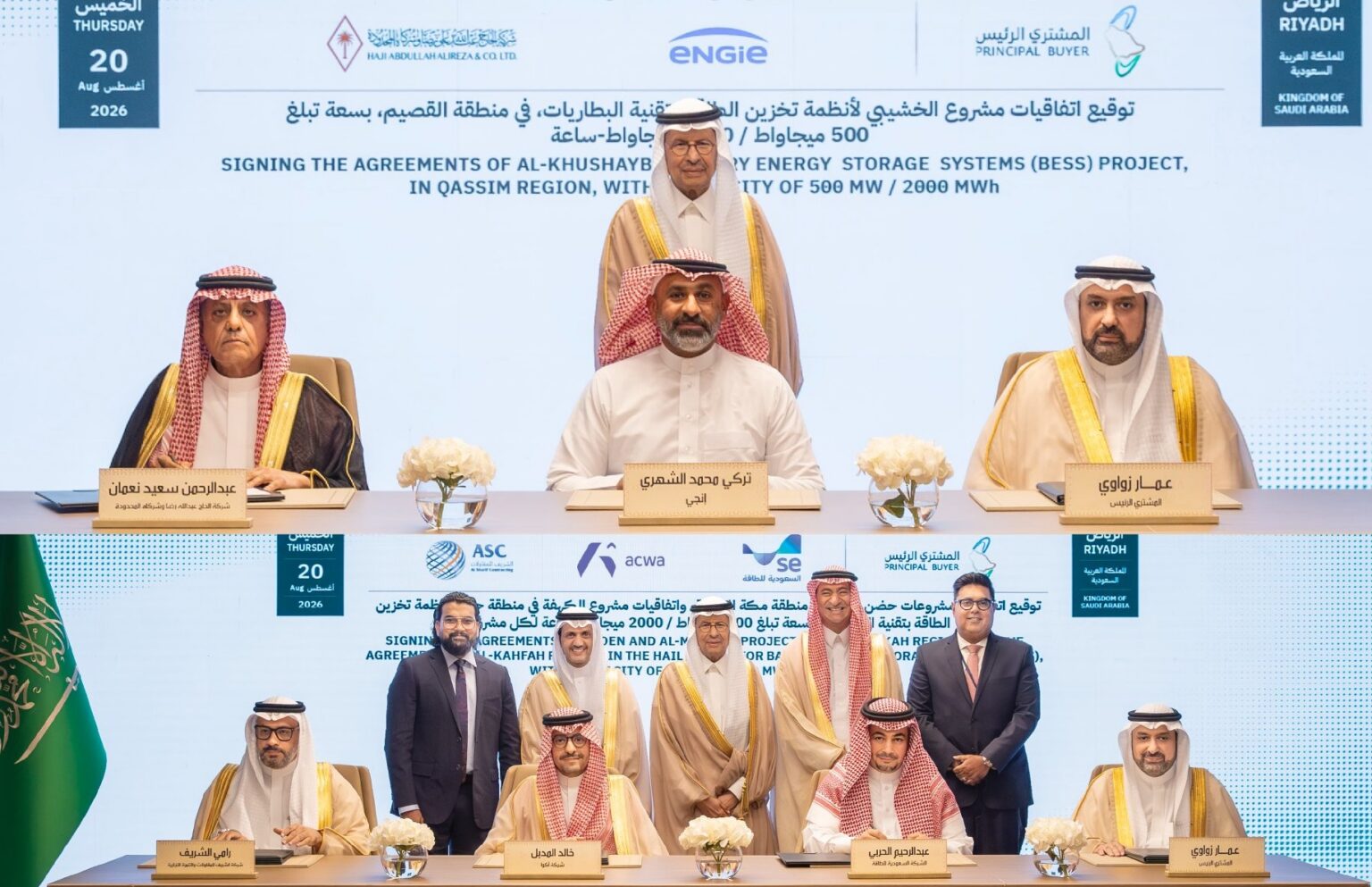 «السعودية للطاقة» توقع 4 اتفاقيات لتخزين الطاقة بالبطاريات