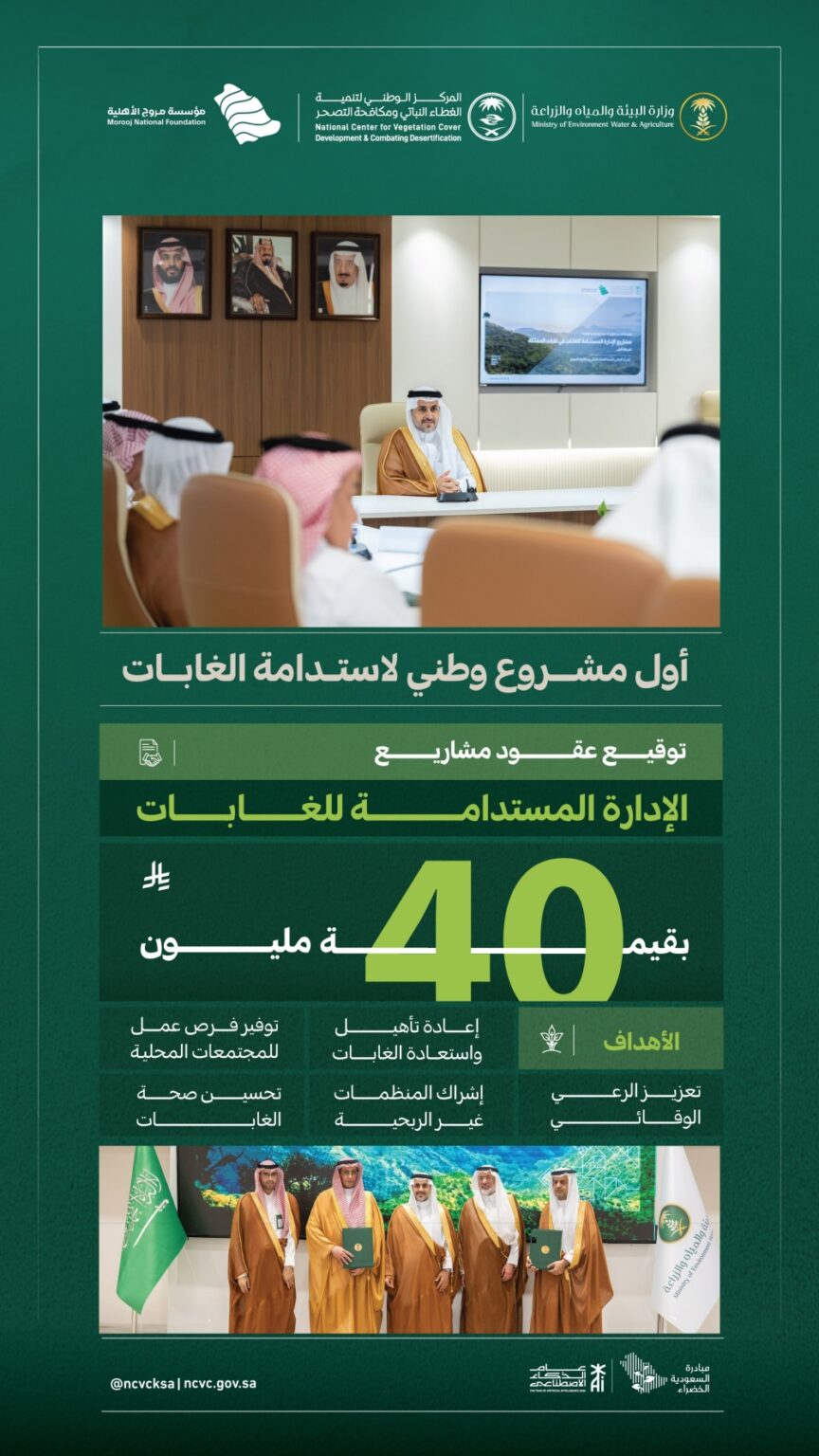 40 مليون ريال لتنمية الغابات.. شراكة وطنية تعزز استدامة الموارد الطبيعية