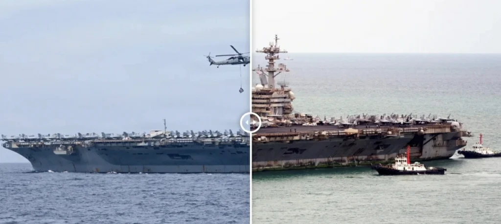 Rusty state of US supercarrier after marathon deployment shocks observers