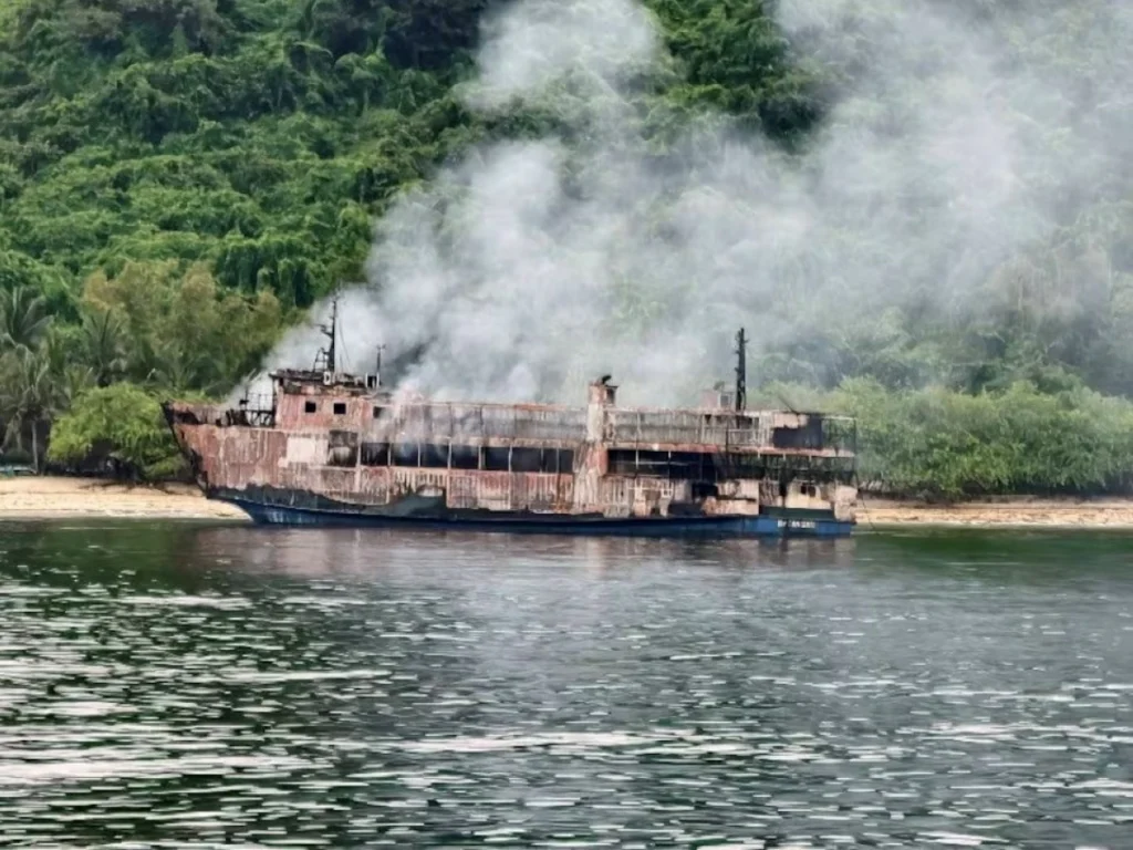 Philippine rescuers board burning ferry 40 hours after blaze began