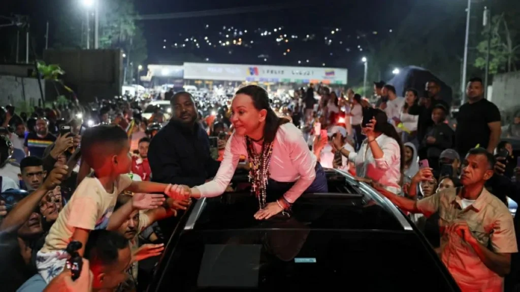 Venezuelan opposition leader Maria Machado returns home from exile